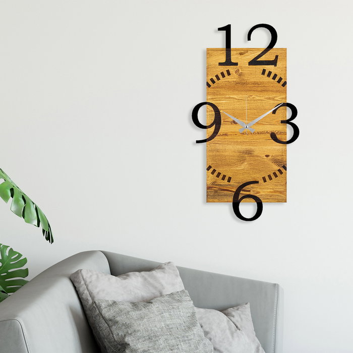 Wallity Reloj de pared decorativo de madera Nogal y negro